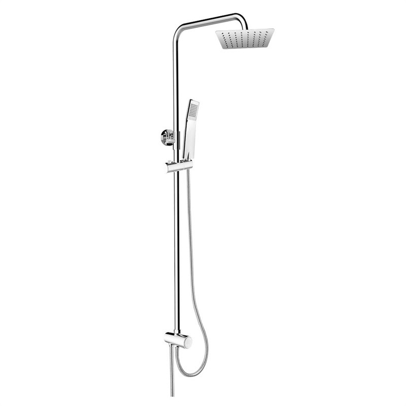 E-shop MEREO MEREO - Sprchový set s tyčou, hadicou, ručnou a tanier. hranatou sprchou, slim, nerez CB95001SS2