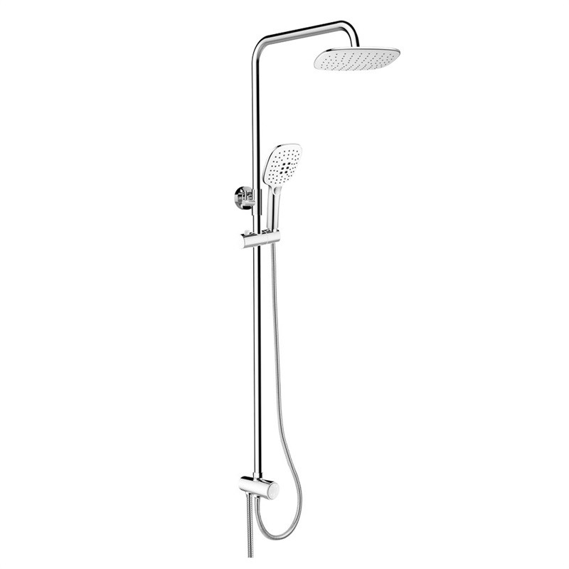E-shop MEREO MEREO - Sprchový set s tyčou, hadicou, ručnou a tanier. hranatou sprchou, biela CB95001SW2