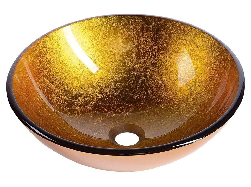E-shop SAPHO - AGO sklenené umývadlo na dosku Ø 42 cm, zlatá oranžová 2501-19