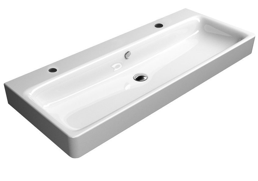 E-shop GSI - SAND keramické umývadlo 120x50 cm, 2 otvory, biela ExtraGlaze 9024211