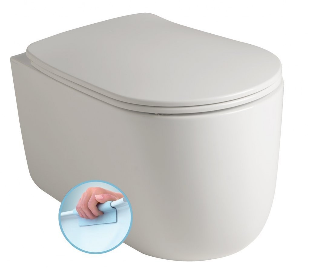 E-shop KERASAN - NOLITA závesná WC misa, Rimless, 35x55cm, biela 531401