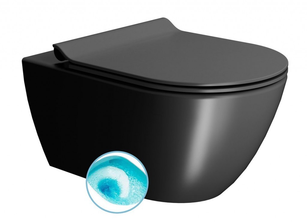 E-shop GSI - PURA závesná WC misa, Swirlflush, 36x55cm, čierna dual-mat 881526