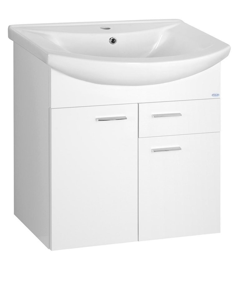 E-shop AQUALINE - ZOJA umývadlová skrinka 61,5x74x32cm, 2x dvierka, 1x zásuvka, biela 51065A