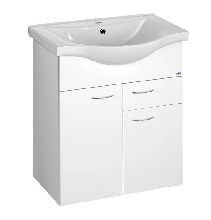 E-shop AQUALINE - KERAMIA FRESH umývadlová skrinka, 1 zásuvka, 60,6x74x34cm, biela 50064A