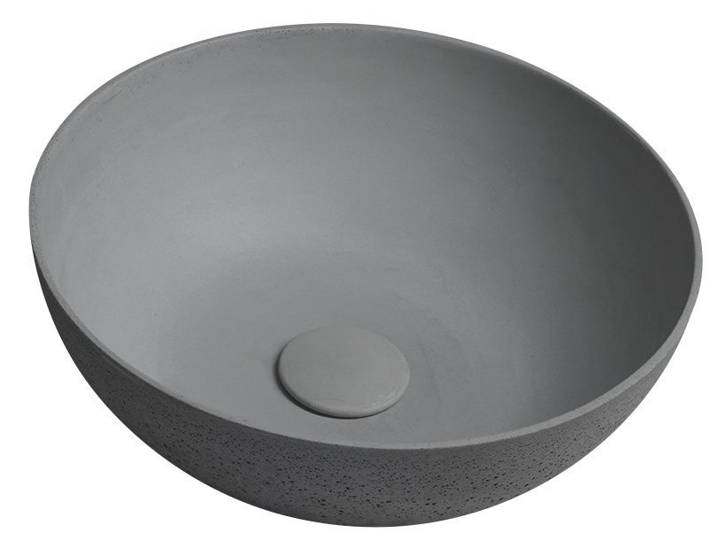 SAPHO - FORMIGO betónové umývadlo na dosku vrátane výpuste, Ø 39cm, šedá FG039