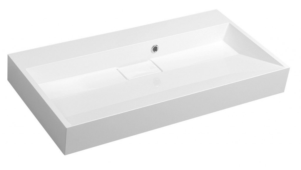 E-shop SAPHO - AMUR umývadlo vrátane krytu výpuste 90x46cm, liaty mramor, bez otvoru pre batériu, biela 55032-0