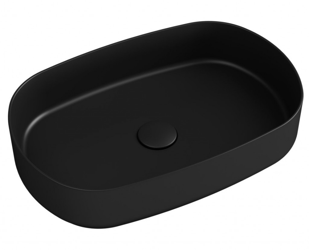E-shop ISVEA - INFINITY OVAL keramické umývadlo na dosku, 55x36cm, matna čierna 10NF65055-2N