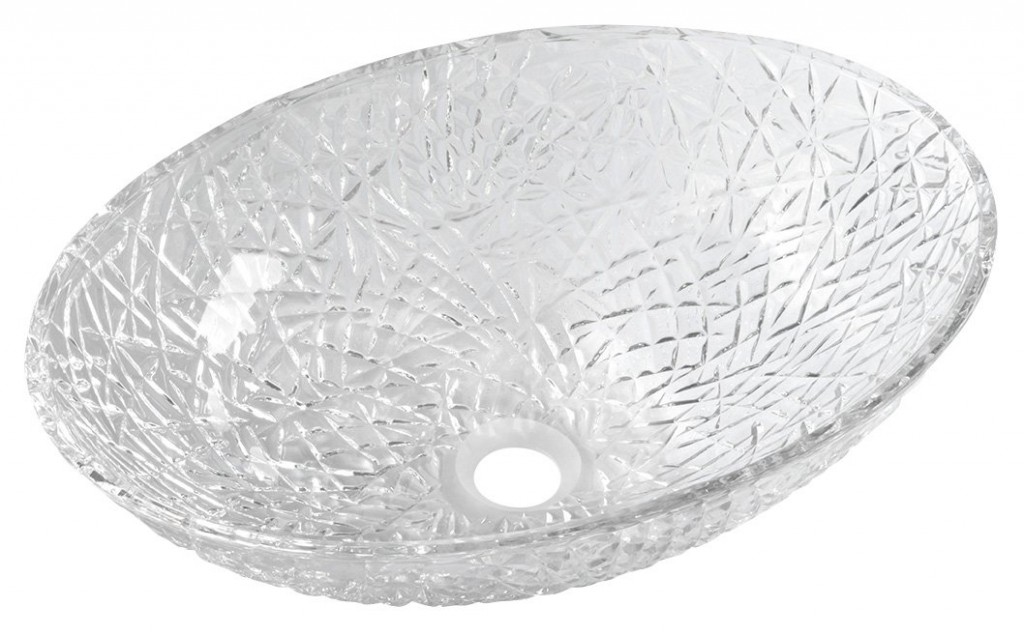 SAPHO - PURUS gravírované sklenené umývadlo na dosku 50x36 cm, číre sklo TY305CL