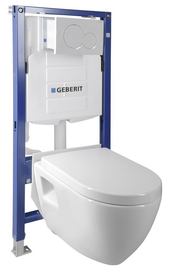 SAPHO - Závesné WC Nera s podomietkovou nádržkou do sadrokartónu a tlačidlom Geberit, biela WC-SADA-16