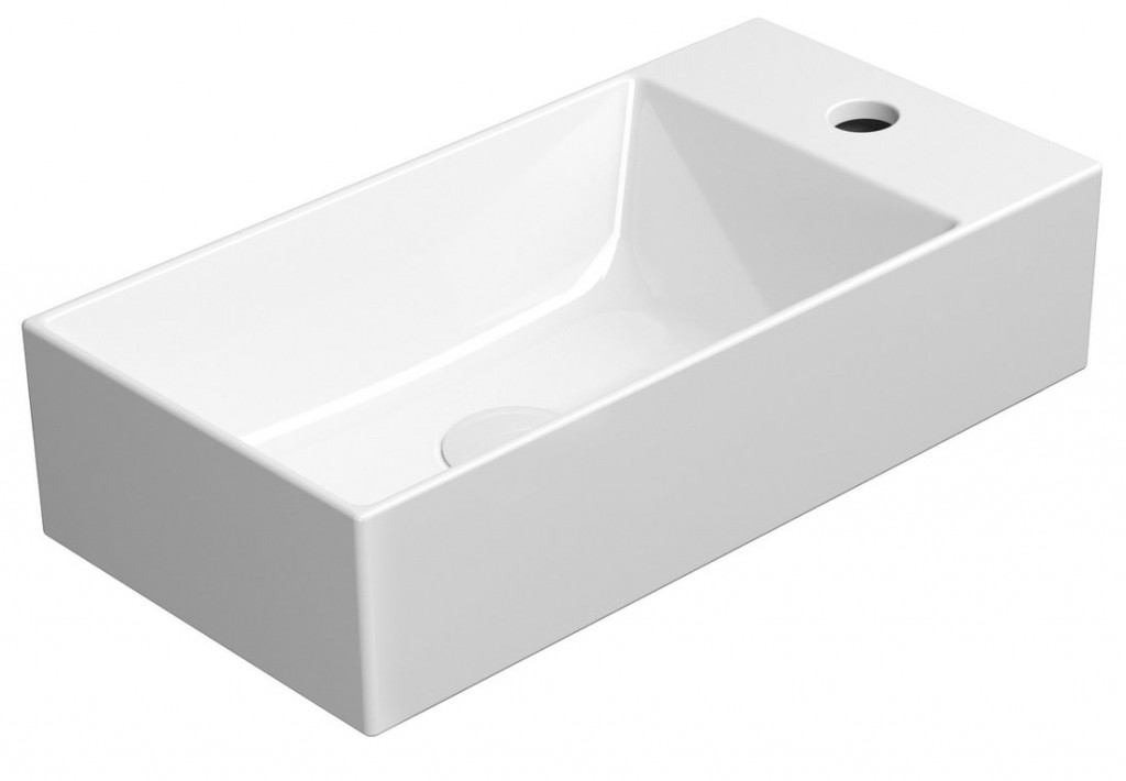 E-shop GSI - KUBE X keramické umývadlo 50x25 cm, pravé/ľavé, biela ExtraGlaze 9486111