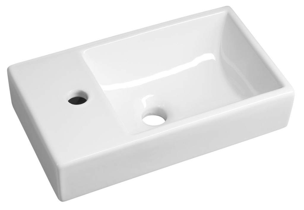 SAPHO - MINOS keramické umývátko, 45x26cm, baterie vlevo, bílá 4757