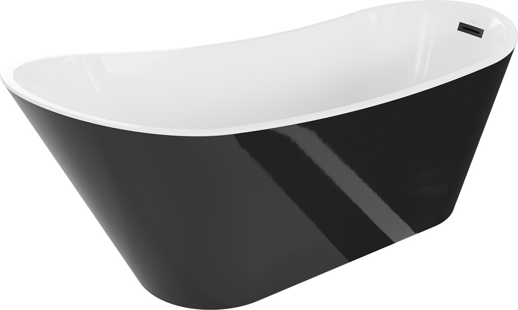 MEXEN - Alta vaňa voľne stojaca 170x75 cm, biela/čierna, čierny sifón 52141707575-B
