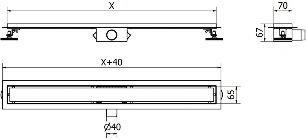 MEXEN - Flat odtokový žľab bez roštu 60 cm chróm (1015060)