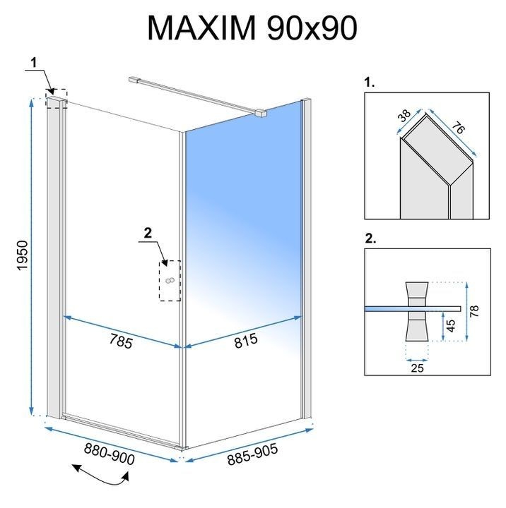 REA - Náhradný pevný diel - Maxim 90x90 pravý REA-K0267 (ND02-REA-K0267)
