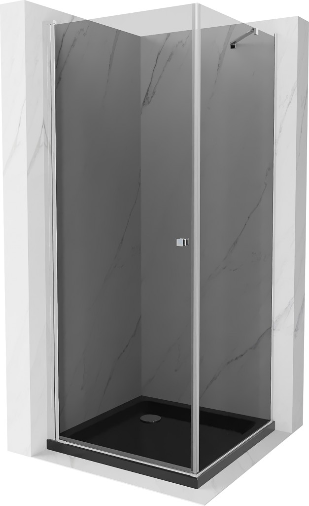 MEXEN/S - Pretória sprchovací kút 70x70, grafit, chróm + sprchová vanička vrátane sifónu 852-070-070-01-40-4070