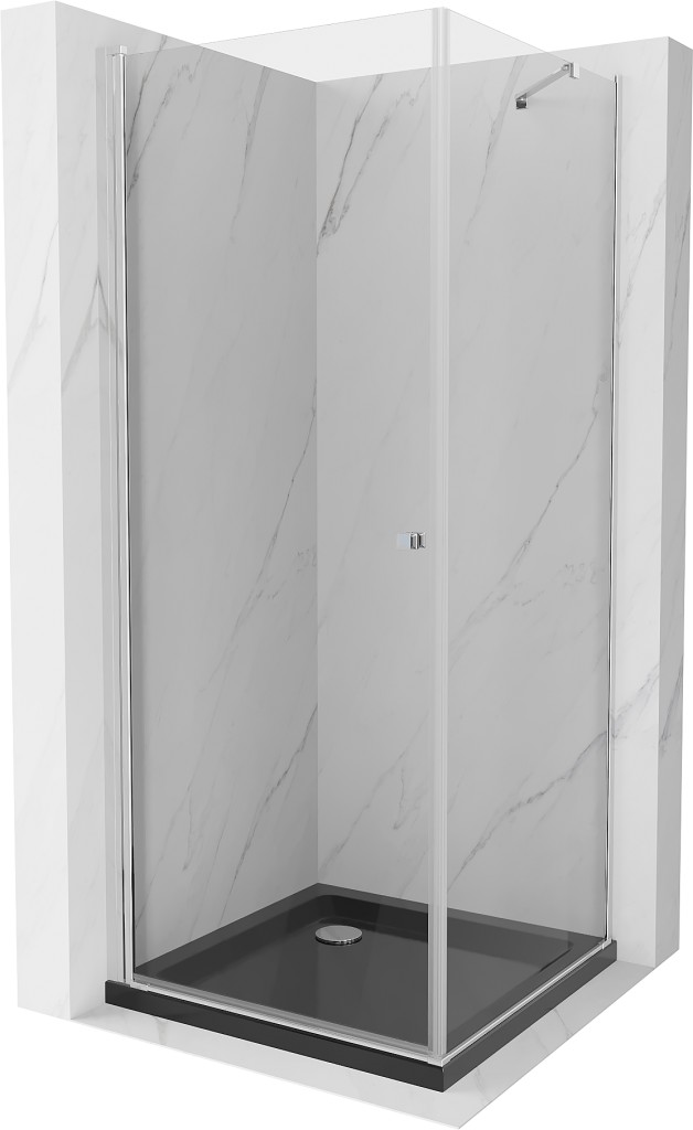 MEXEN/S - Pretória sprchovací kút 90x90, transparent, chróm + sprchová vanička vrátane sifónu 852-090-090-01-00-4070