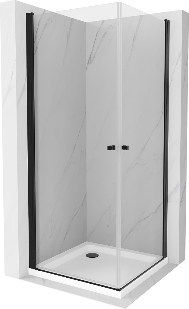 MEXEN/S - Pretoria Duo sprchovací kút 90x90, transparent, čierna + sprchová vanička vrátane sifónu 852-090-090-70-02-4010B