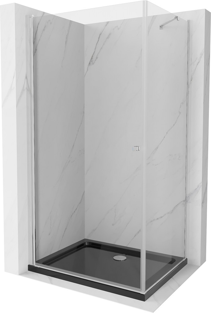 MEXEN/S - Pretória sprchovací kút 100x70 cm, transparent, chróm + sprchová vanička vrátane sifónu 852-100-070-01-00-4070