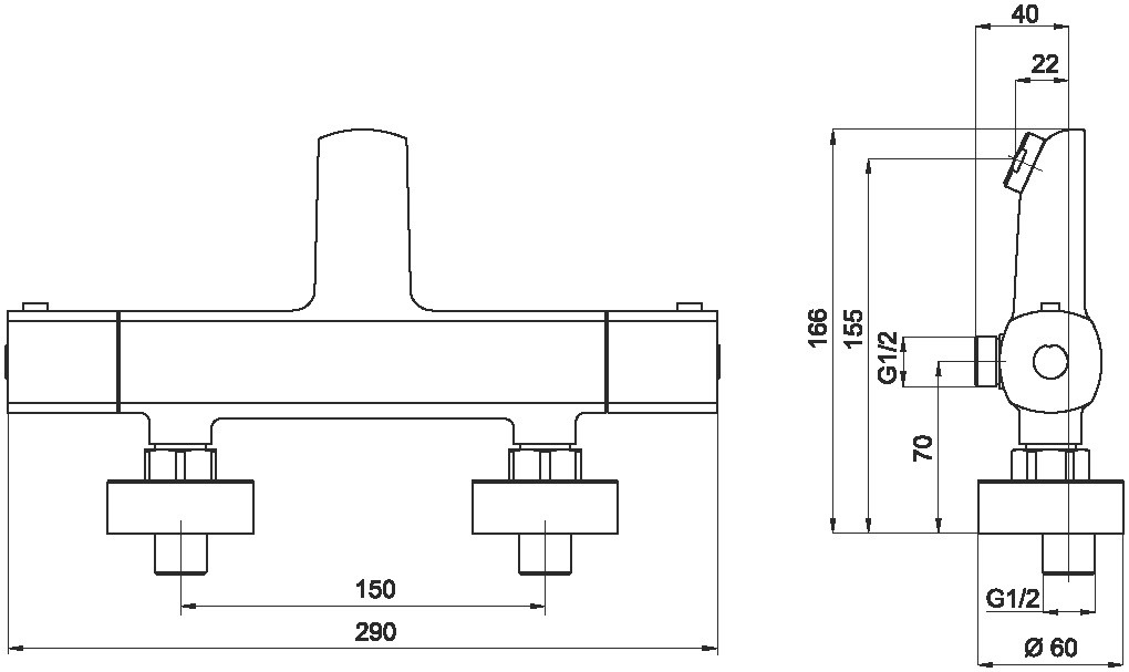 NOVASERVIS - Vaňová batéria termostatická bez príslušenstva150 Metalia 58 (58920/1,0)