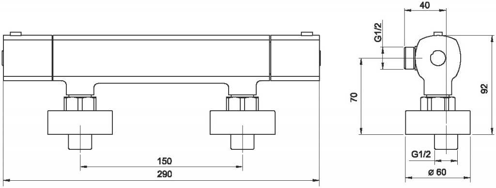 NOVASERVIS - Sprchová termostatická batéria s dolným vývodom (58960/1,0)