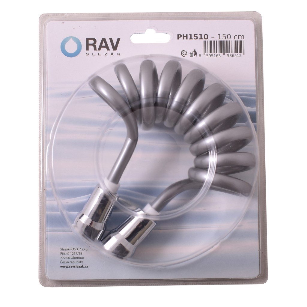 SLEZAK-RAV - RAV - RAV - RAV - Sprchová špirálová hadica z odolného plastu šedá 150 cm, Farba: plast / satin, Rozmer: 150 cm (PH1510)