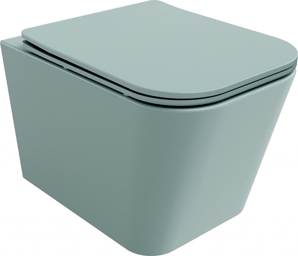 MEXEN - Teo Závesná WC misa Rimless vrátane sedátka s slow, Duroplast, svetlo zelená mat 30854048
