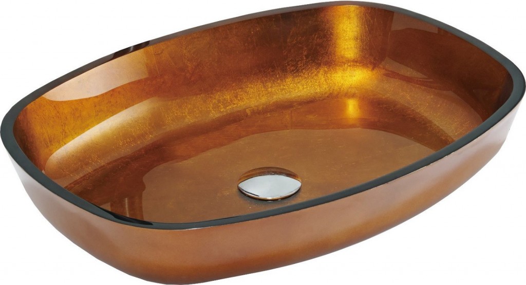 MEXEN - Araks sklenené umývadlo 54x39 cm, zlaté 24155450