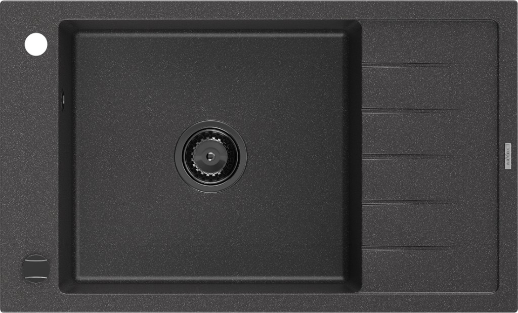 MEXEN/S MEXEN/S - Elias granitový drez 1 s odkvapkávačom 795 x 480 mm, čierna kropenatá, + sifón grafit 6511791005-76-B