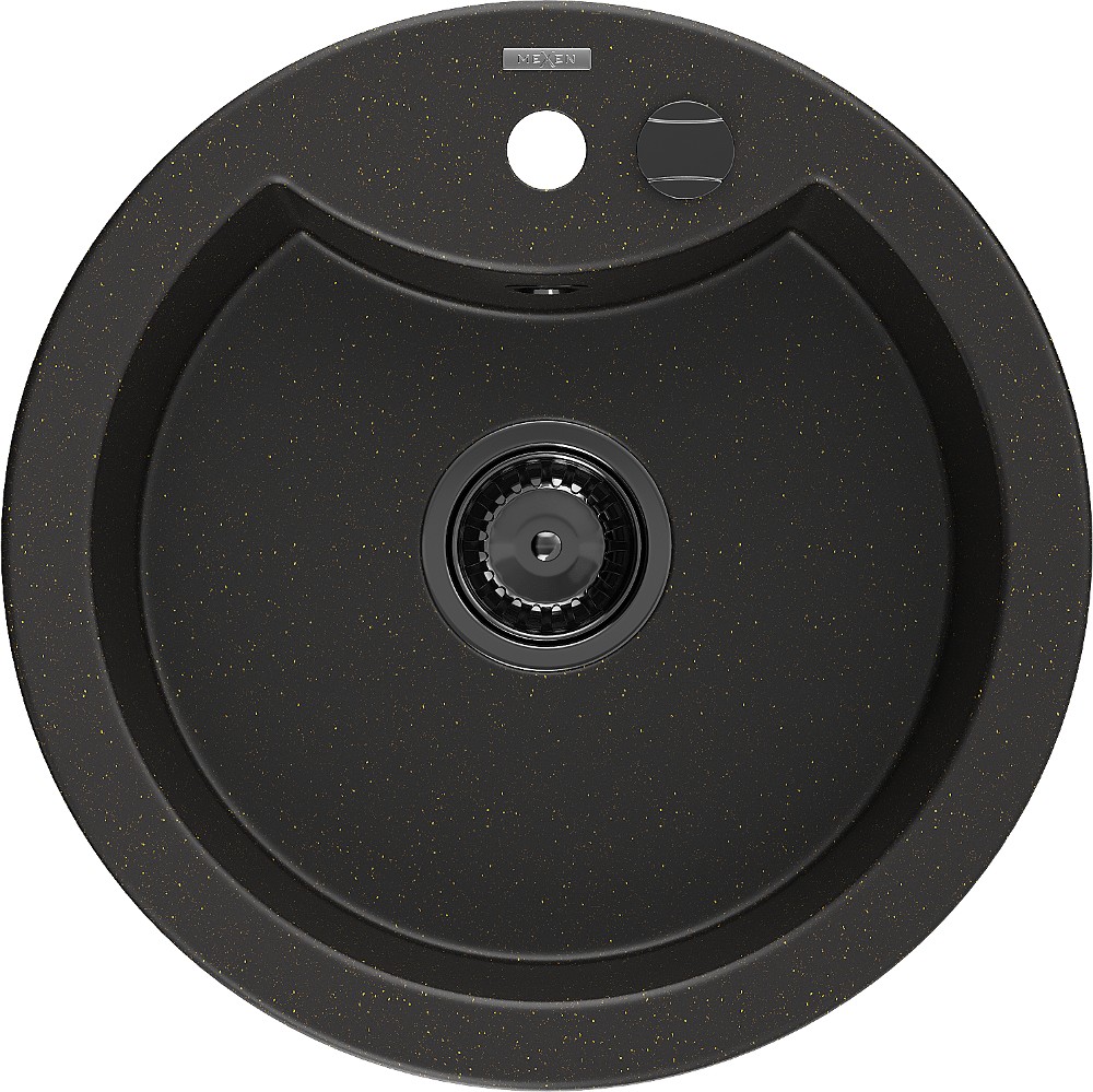 MEXEN/S MEXEN/S - Diego granitový drez 1 488 x 480 mm, čierna/zlatý metalík, + čierny sifón 6512481000-75-B