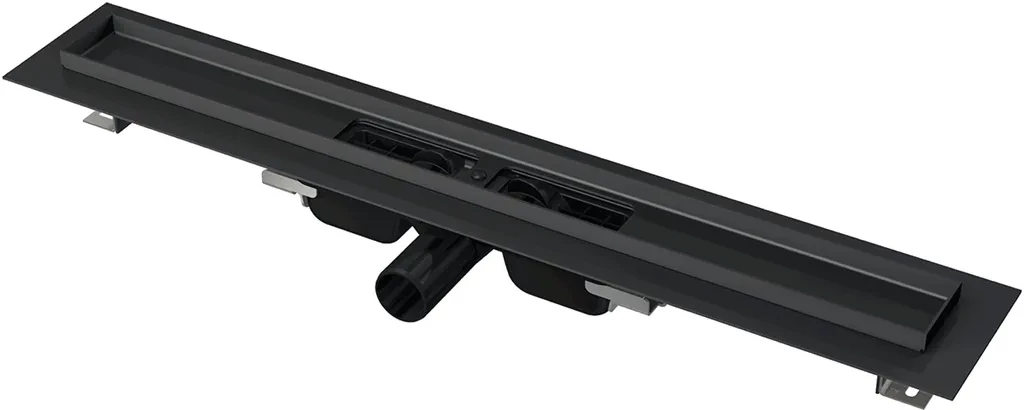E-shop Alcadrain Podlahový žľab s okrajom pre perforovaný rošt, čierna-mat APZ101BLACK-850 APZ101BLACK-850
