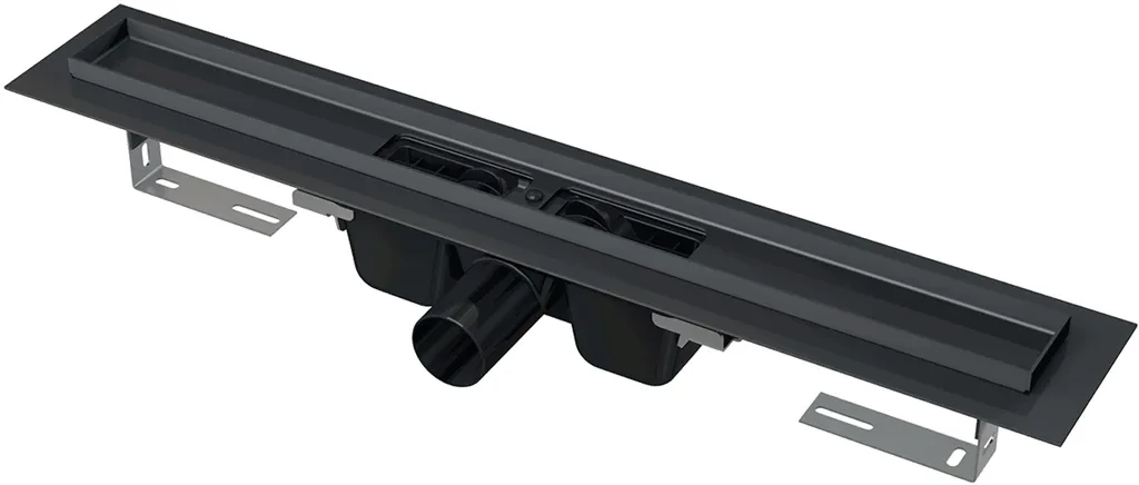 E-shop Alcadrain Podlahový žľab s okrajom pre perforovaný rošt, čierna-mat APZ1BLACK-950 APZ1BLACK-950