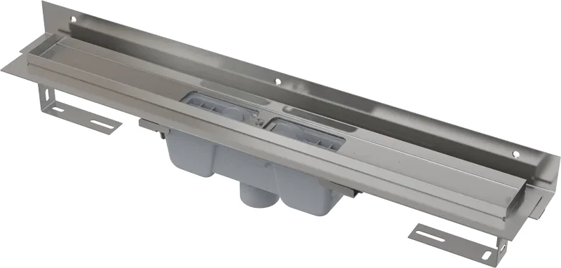 E-shop Alcadrain Podlahový žľab s okrajom pre perforovaný rošt as nastaviteľným golierom k stene, zvislý odtok APZ1004-950 APZ1004-950