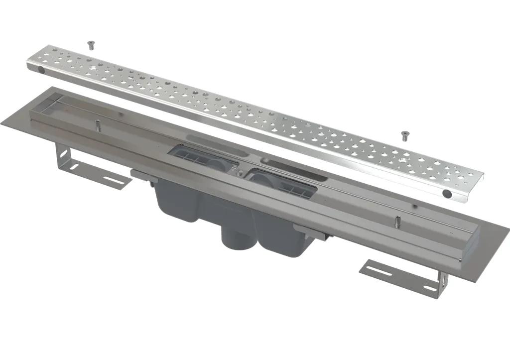 E-shop Alcadrain Podlahový žľab Antivandal s roštom, zvislý odtok APZ1011-1150M APZ1011-1150M