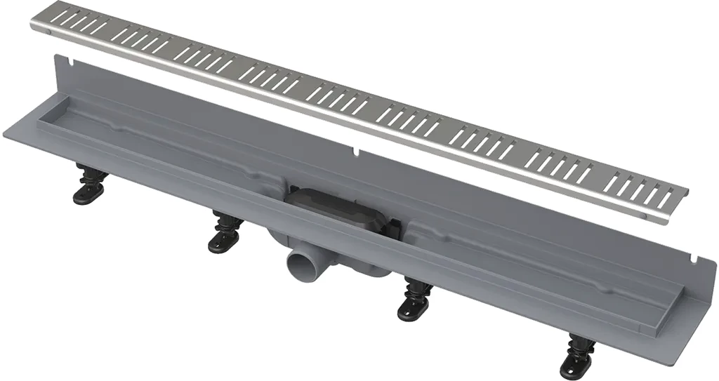 E-shop Alcadrain Podlahový žľab s okrajom pre perforovaný rošt as pevným golierom k stene APZ30-850M APZ30-850M