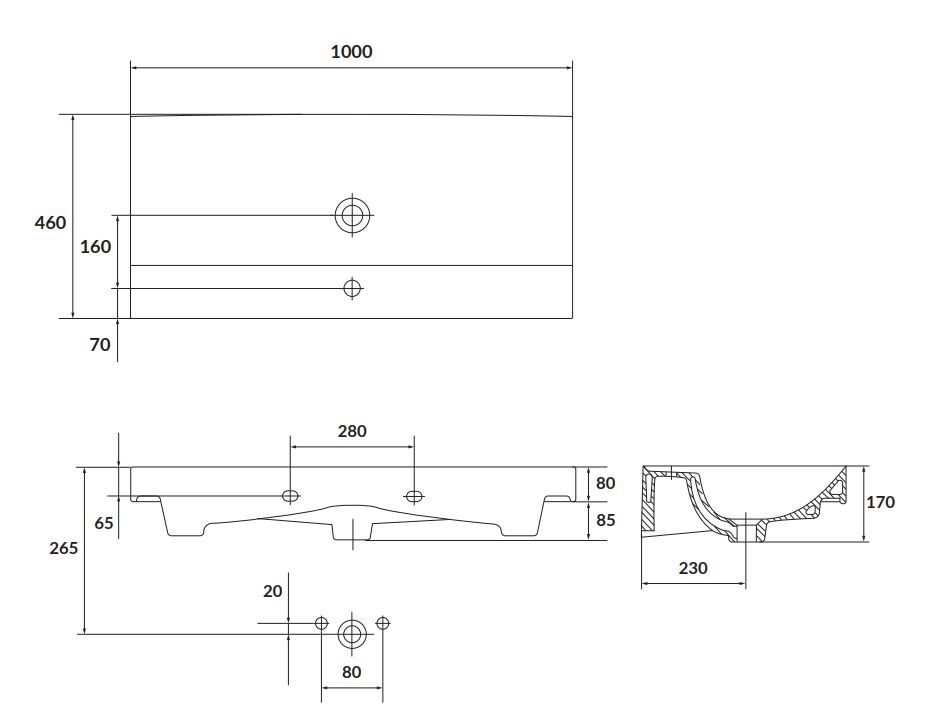 CERSANIT - SET B659 LARGA 100, biela (skrinka + umývadlo) (S801-437)