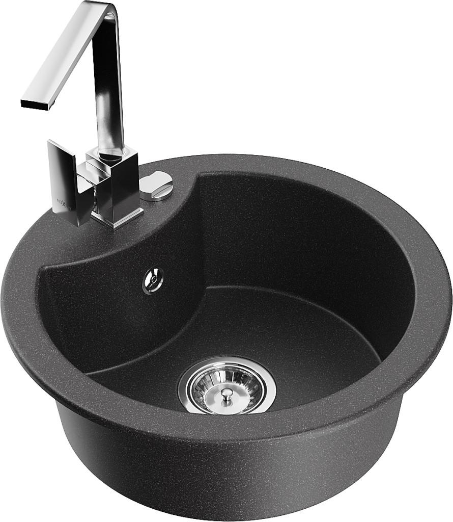 MEXEN/S MEXEN/S - Diego granitový drez 1-miska vrátane batérie Rita, čierny kropenatý 6512-76-670300-00