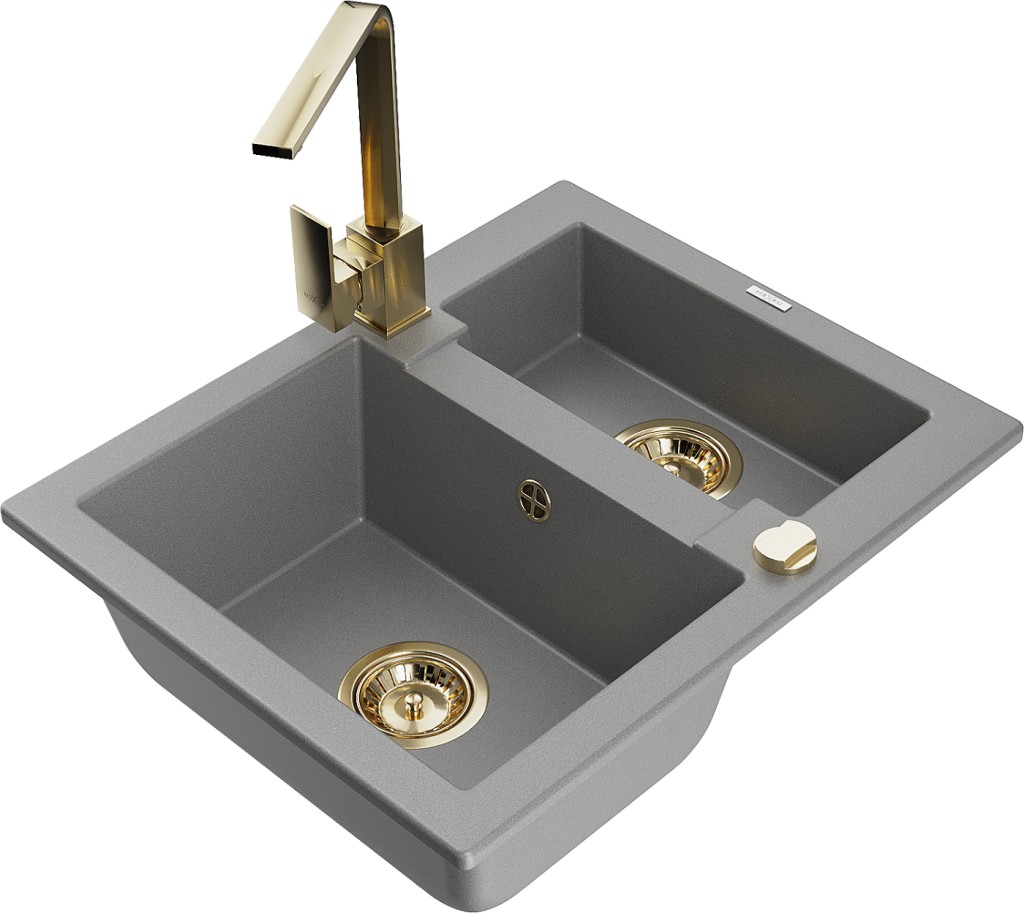 MEXEN/S MEXEN/S - Carlos granitový drez 1.5 vrátane batérie Rita, šedá 6518-71-670300-50