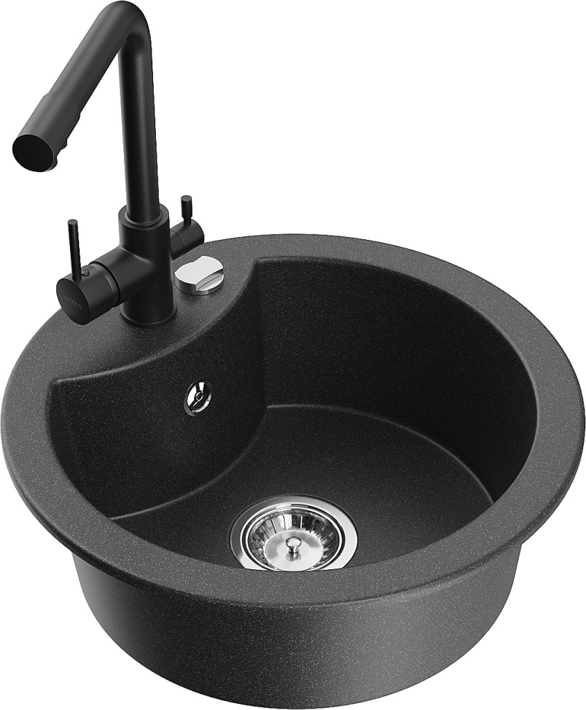 MEXEN/S MEXEN/S - Diego granitový drez vrátane batérie Duero, čierna kropenatá 6512-76-671600-70