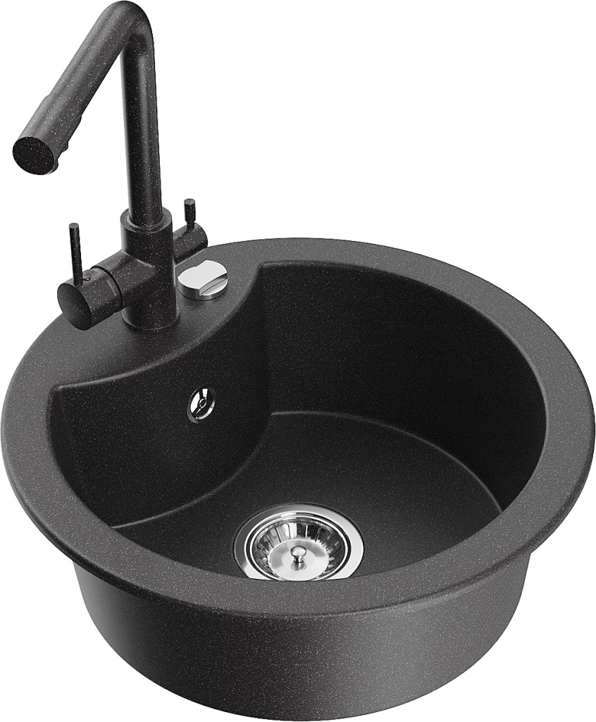 MEXEN/S MEXEN/S - Diego granitový drez vrátane batérie Duero, čierna kropenatá 6512-76-671600-76