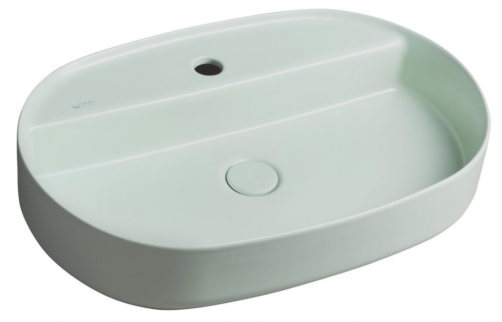 E-shop ISVEA - INFINITY OVAL keramické umývadlo na dosku, 60x40cm, zelena mint 10NF65060-2T