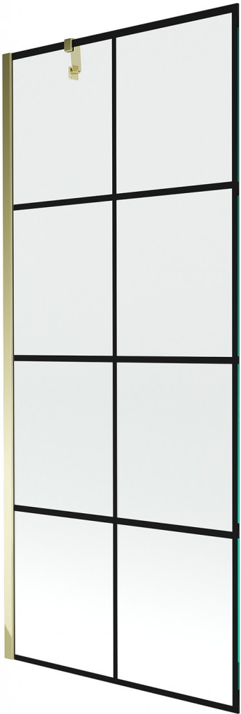 MEXEN/S - Next vaňová zástena FIX 80x150 cm, čierny dekor, zlato 895-080-000-00-77-50