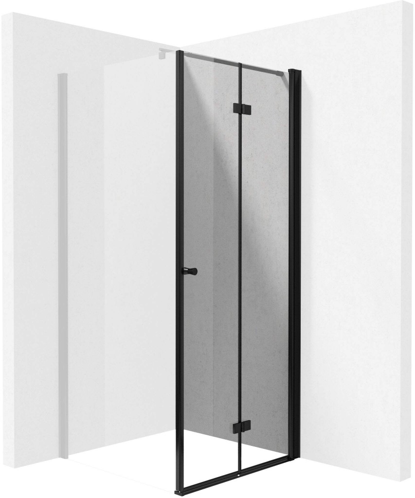 E-shop DEANTE - Kerria plus čierna - Sprchové dvere bez stenového profilu, systém Kerria Plus, 90 cm - skladacia KTSXN41P