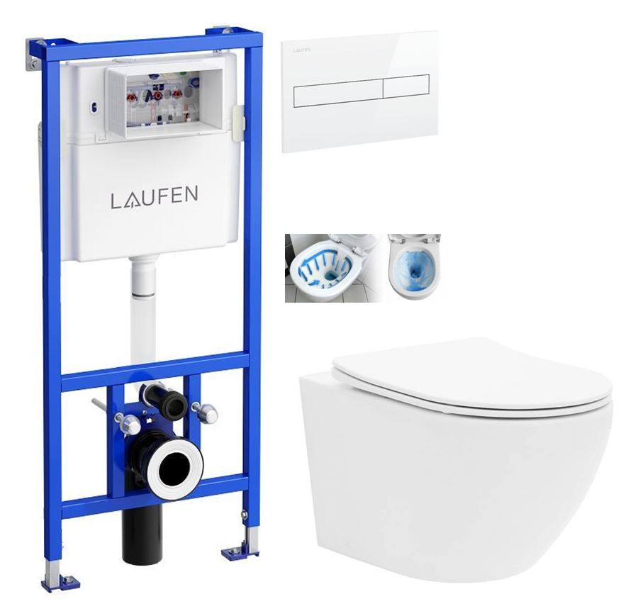 E-shop LAUFEN Rámový podomietkový modul CW1 SET s bielym tlačidlom + WC CALANI Loyd + SEDADLO H8946600000001BI LO1