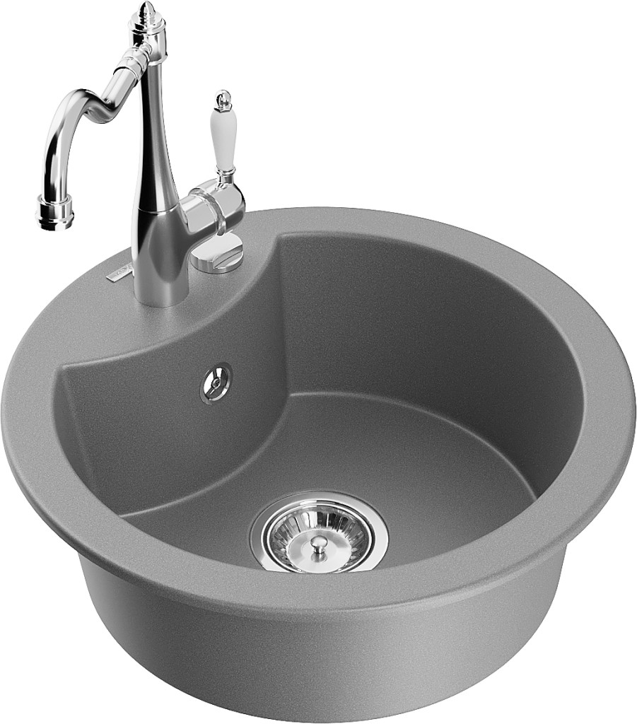 MEXEN/S MEXEN/S - Diego granitový drez 1-miska vrátane batérie Carla, šedá 6512-71-670700-00