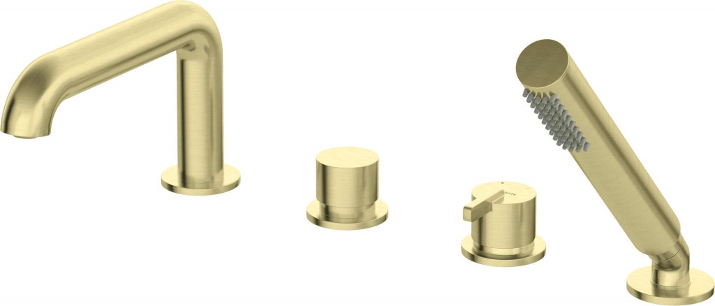 DEANTE - Silia kartáčovaná zlatá Vaňová batéria, 4otvorová, so sprchovacím setom BQS_R14M