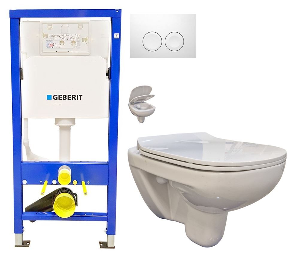 E-shop GEBERIT DuofixBasic s bielym tlačidlom DELTA21 + WC bez oplachového kruhu Edge + SEDADLO 458.103.00.1 21BI EG1