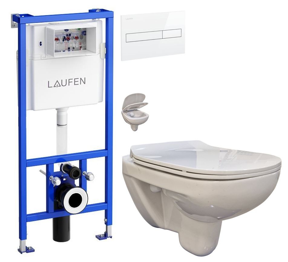 E-shop LAUFEN Rámový podomietkový modul CW1 SET s bielym tlačidlom + WC bez oplachového kruhu Edge + SEDADLO H8946600000001BI EG1