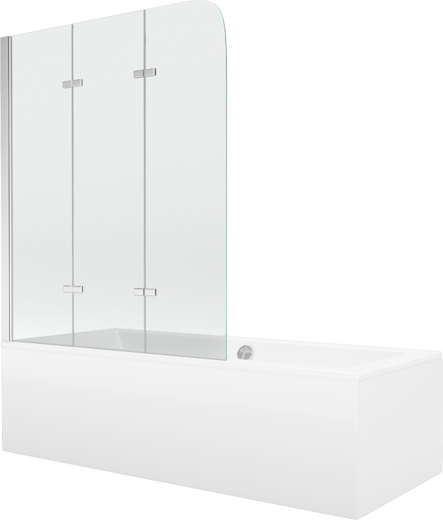 MEXEN/S - Cube obdĺžniková vaňa 170 x 80 cm s panelom + vaňová zástena 120 cm, transparent, chróm 550517080X9012030100