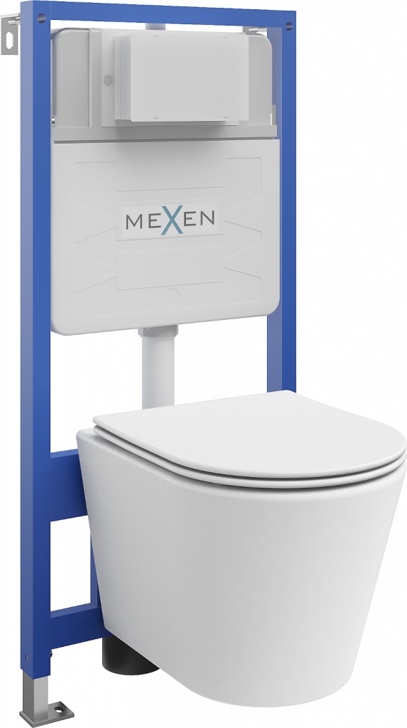 MEXEN/S - WC predstenová inštalačná sada Fenix Slim s misou WC Rico + sedátko softclose, biela mat 61030724001