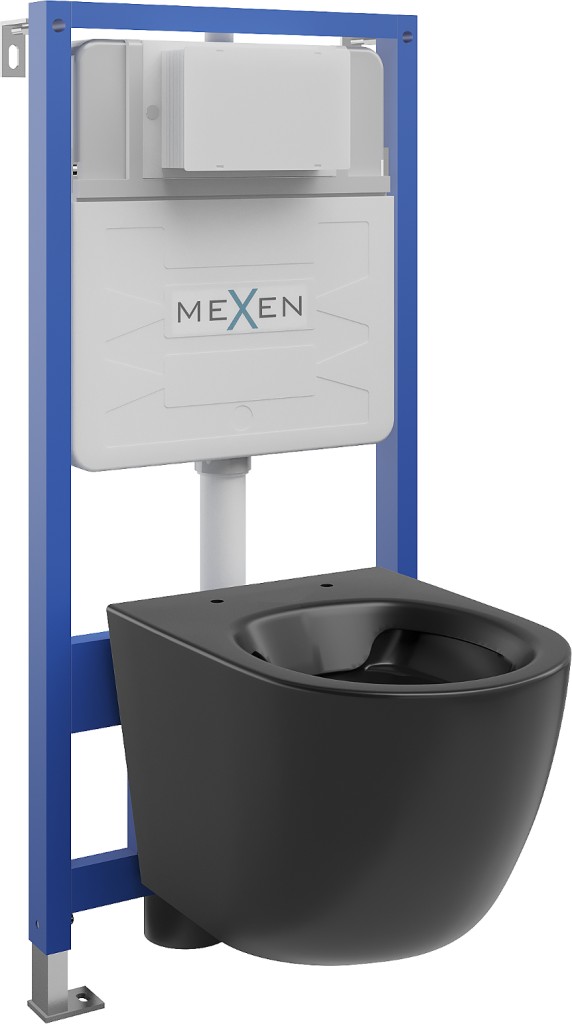 MEXEN/S - WC predstenová inštalačná sada Fenix Slim s misou WC Lena, čierna mat 6103322XX85